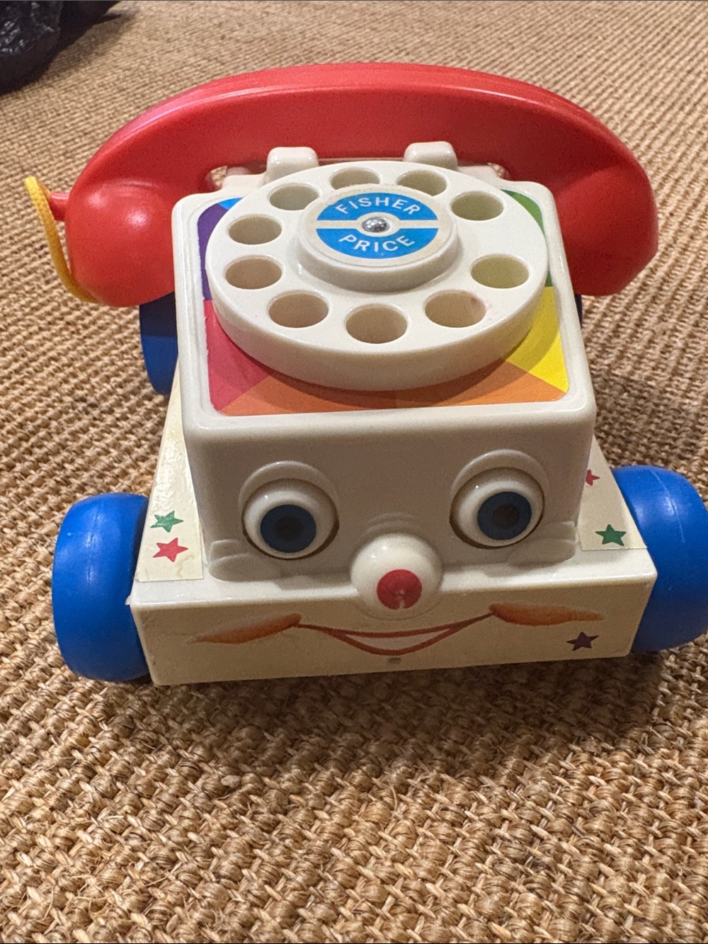 Fisher-Price Red Handset White Body Blue Wheels Pull-Along Phone Toy